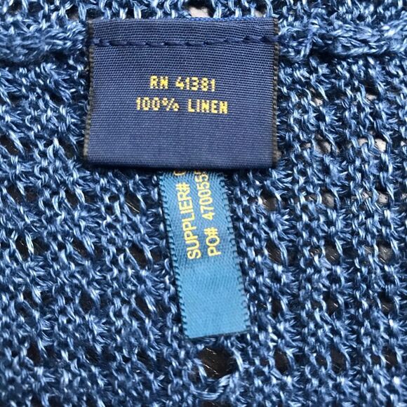 Polo Ralph Lauren Fringed Blue Linen Woven Tunic Top Size Medium - Picture 3 of 8